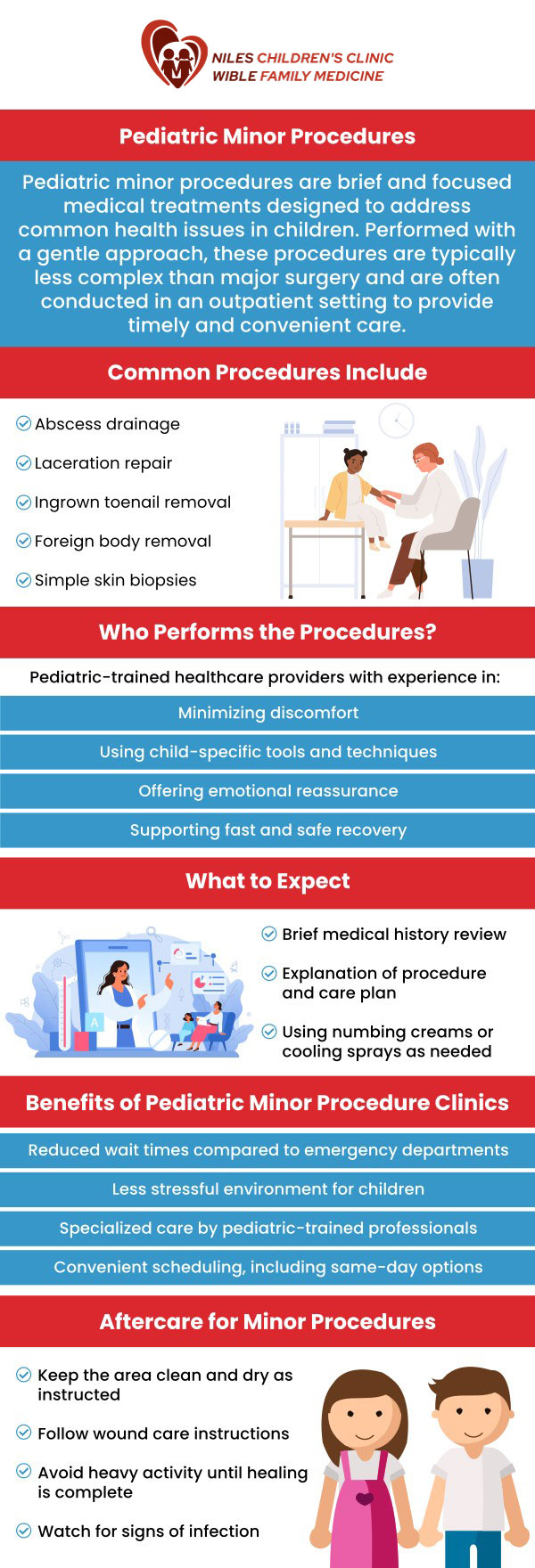 Pediatric minor procedures are essential for diagnosing and treating common conditions in children. At Universal Healthcare Services Inc., our skilled team is dedicated to providing expert care in a comforting environment. Whether your child requires a simple procedure or needs specialized attention, our team ensures the highest standard of care. For more information, contact us or schedule an appointment online. We are conveniently located at Niles Children's Clinic, and Wible Family Medicine in Bakersfield, CA.